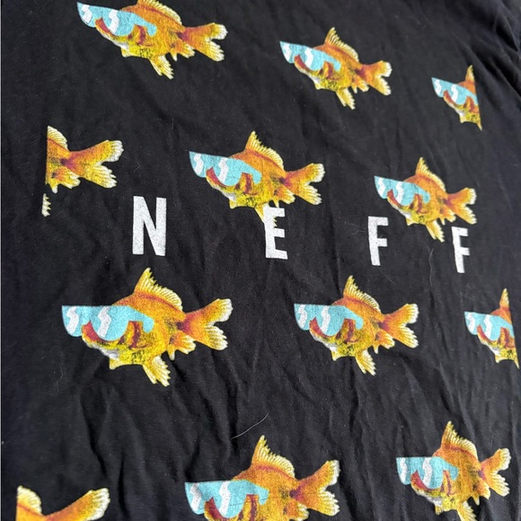Neff Black Tee with Vibrant Fish Pattern - Picture 2 of 3